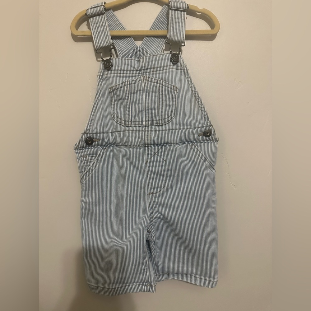Wonder Nation 2T Stripped Denim Overall Shorts— like new condition